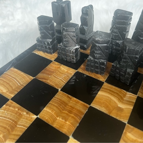 VTG Hand Carved Chess Board Game Aztec Mayan - Picture 5 of 16